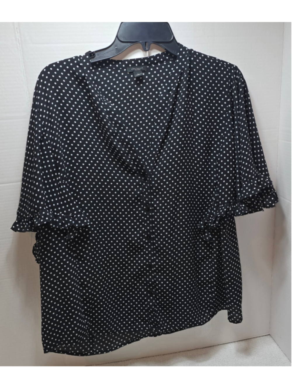 Women's Ann Taylor Factory Polka Dot Blouse, Size L, Black and White